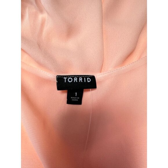 Torrid Pink Georgette Wrap Tunic Blouse High Low Hem Size 1X - Picture 9 of 11